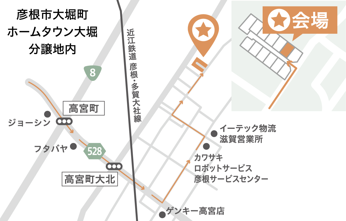 彦根市大堀町534-6ホームタウン大堀Ⅱ期2号地の地図